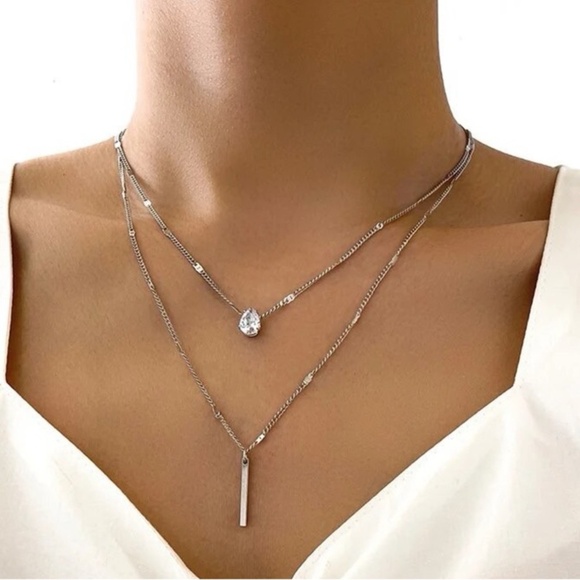 🌟NEW Gold Double Layered Water Drop & Long Tassel Necklace - Picture 6 of 8